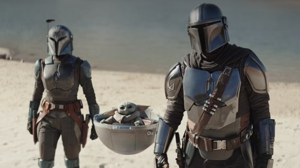 Bo-Katan, Grogu, and Din Djarin in The Mandalorian Season 3