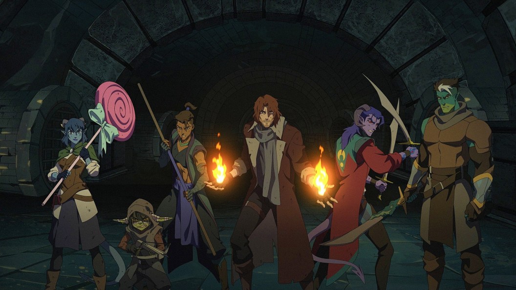 The main characters in The Mighy Nein taking a fighting stance