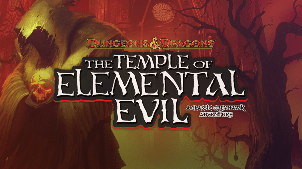 Promotional art and logo for The Temple of Elemental Evil.