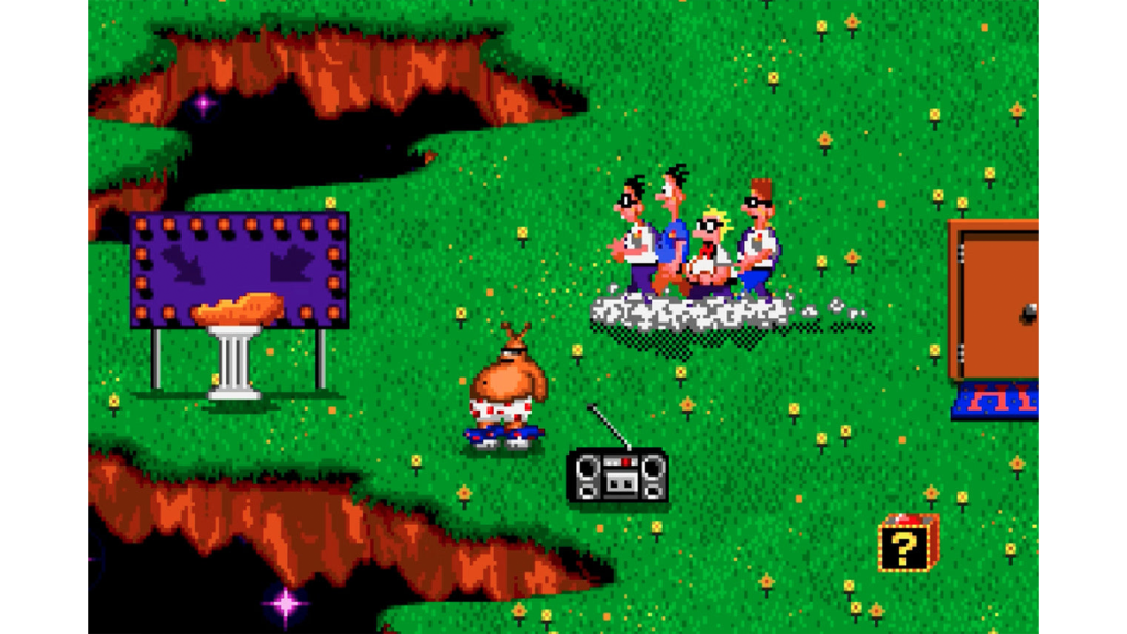 A screenshot from ToeJam & Earl on the Sega Genesis.