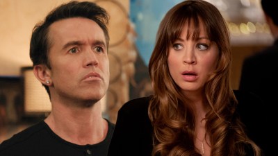 Split image of Rob Mac in Mythic Quest and Kaley Cuoco in Based on a True Story