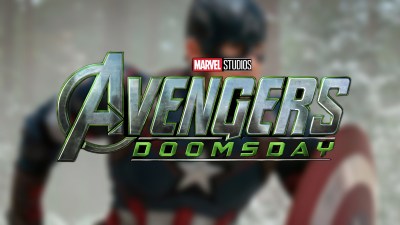 The Avengers: Doomsday logo over an obscured image of Chris Evans as Captain America