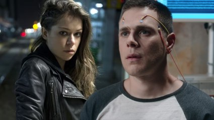 Split image with stills from Orphan Black and Travelers