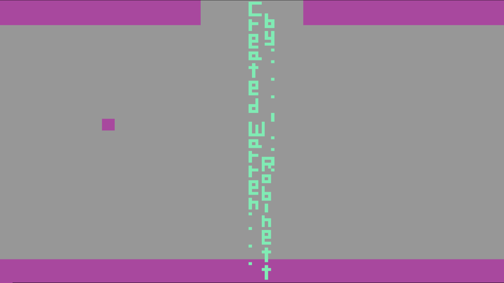 The hidden Easter egg in Atari's Adventure, showing the name of the game's creator.