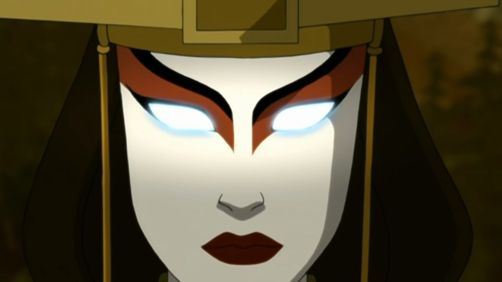Avatar Kyoshi with glowing eyes in Avatar: The Last Airbender