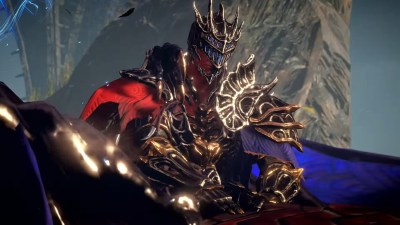 A knight riding a dragon in Babylon's Fall.