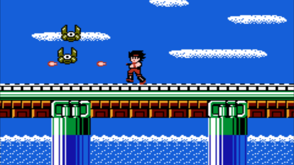 A screenshot from Clash at Demonhead on the NES.
