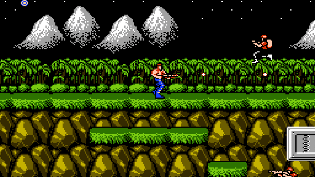 A screenshot from Contra on the NES.