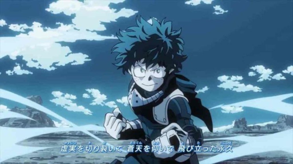 Deku striking a fighting pose in My Hero Academia Season 2s opening