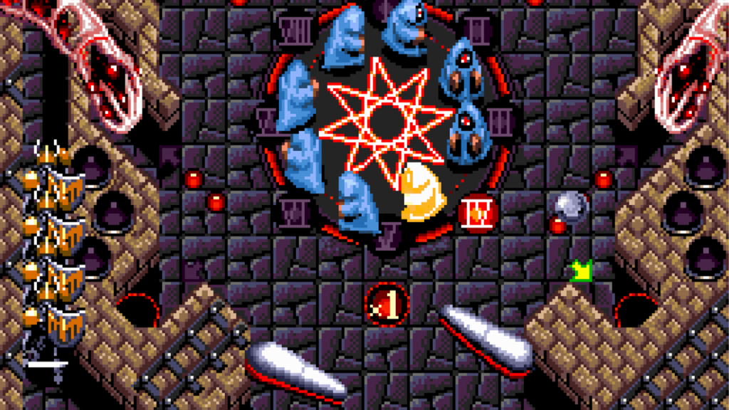 A screenshot from Devil's Crush on the TurboGrafx 16.
