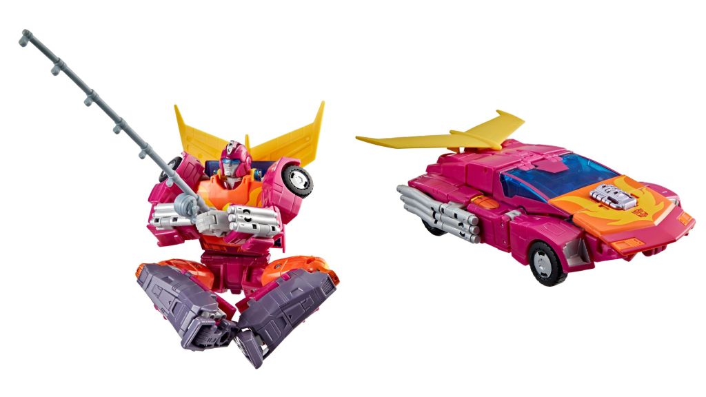 Different poses of Transformers Studio Series MTMTE Collection Voyager Class Autobot Hot Rod