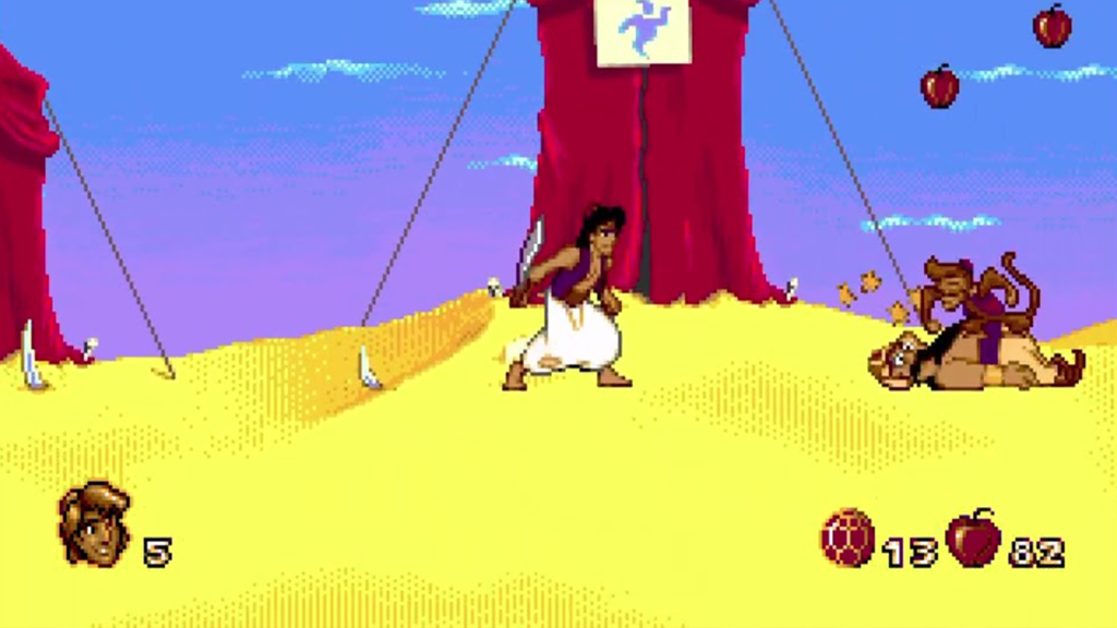 A screenshot from Disney's Aladdin on the Sega Genesis.