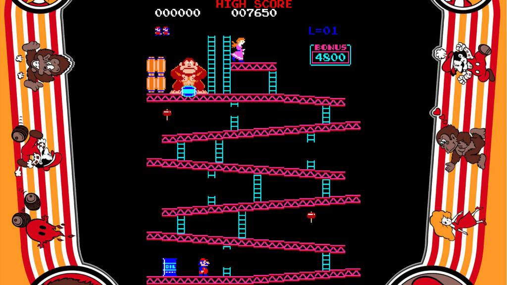 A screenshot from Donkey Kong and its bezel art.