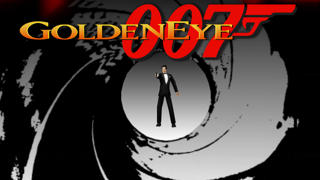 The intro screen and logo for GoldenEye 007.