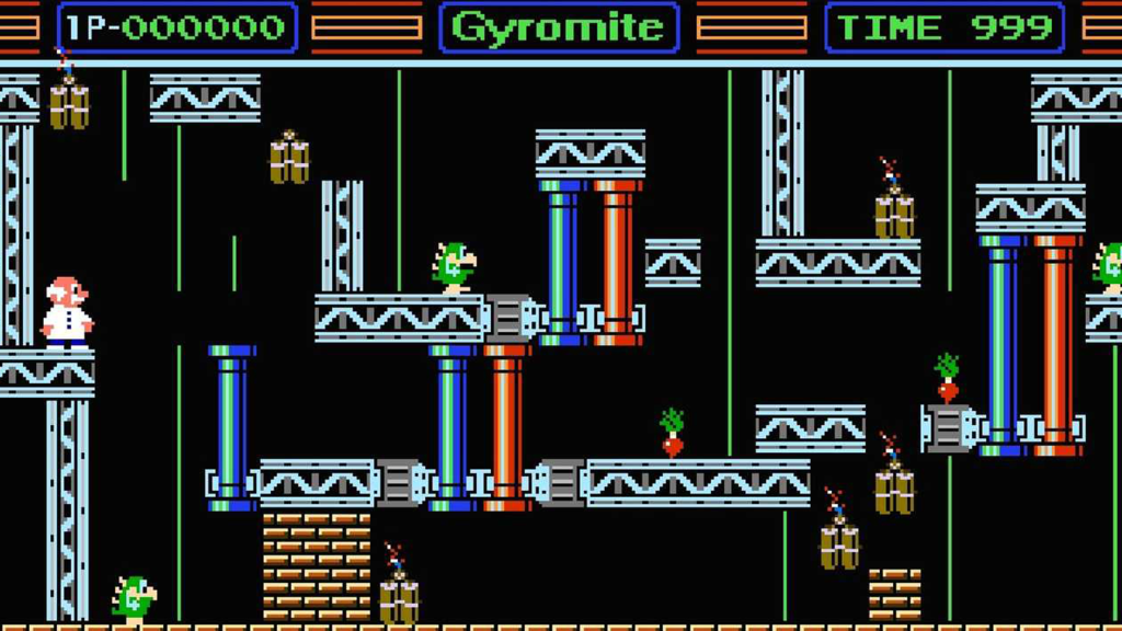 A screenshot from Gyromite on the NES.
