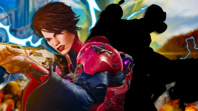 Scarlet from Highguard with a gun next to a silhouette of Pyro from TF2.
