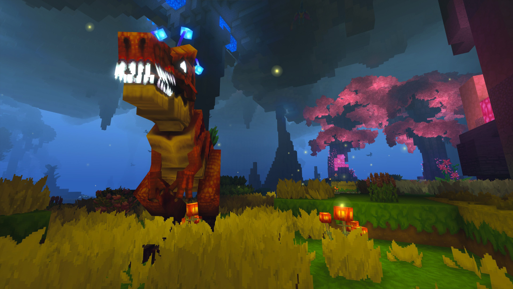 A screenshot from Hytale, showing a T-Rex.