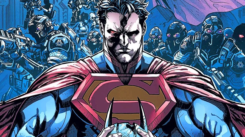 Injustice Supeman Holding Batman Cowl