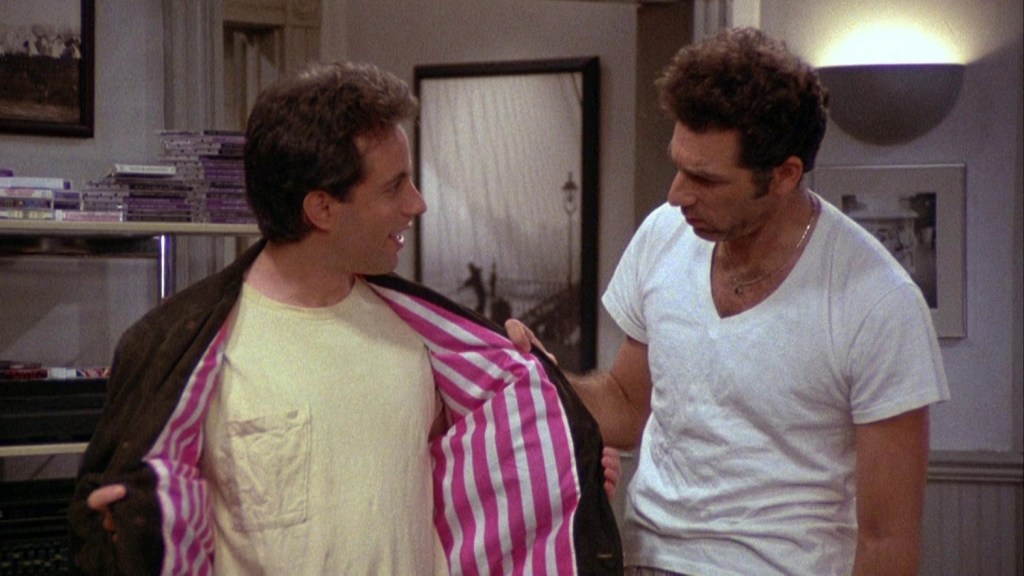 Jerry showing Kramer his new jacket