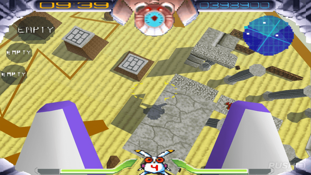 A screenshot from Jumping Flash! on the PlayStation.
