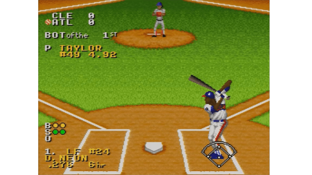A screenshot from Ken Griffey Jr. Presents Major League Baseball on the SNES.