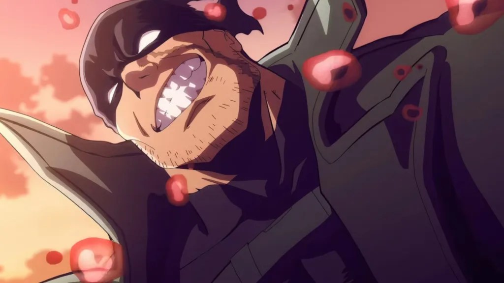 Knuckleduster smiling in My Hero Academia: Vigilantes