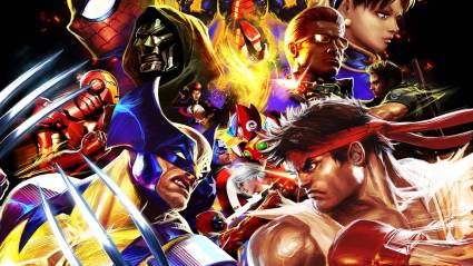 Marvel vs Capcom 3 keyart with multiple crossover characters