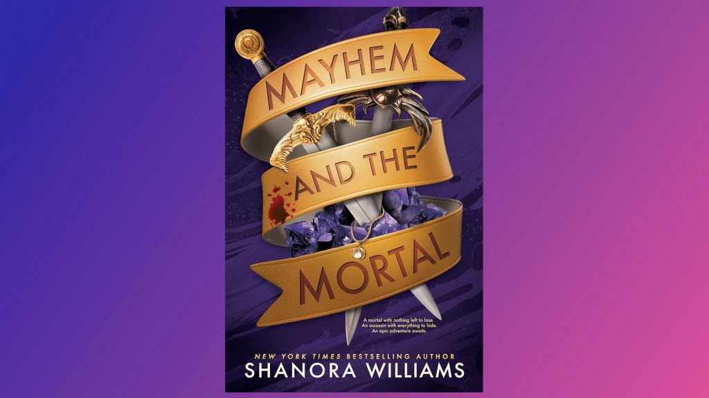 The cover of Mayhem and the Mortal against a purple background