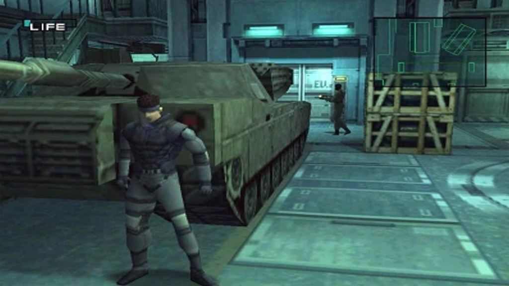 A screenshot from Metal Gear Solid on the PS1.