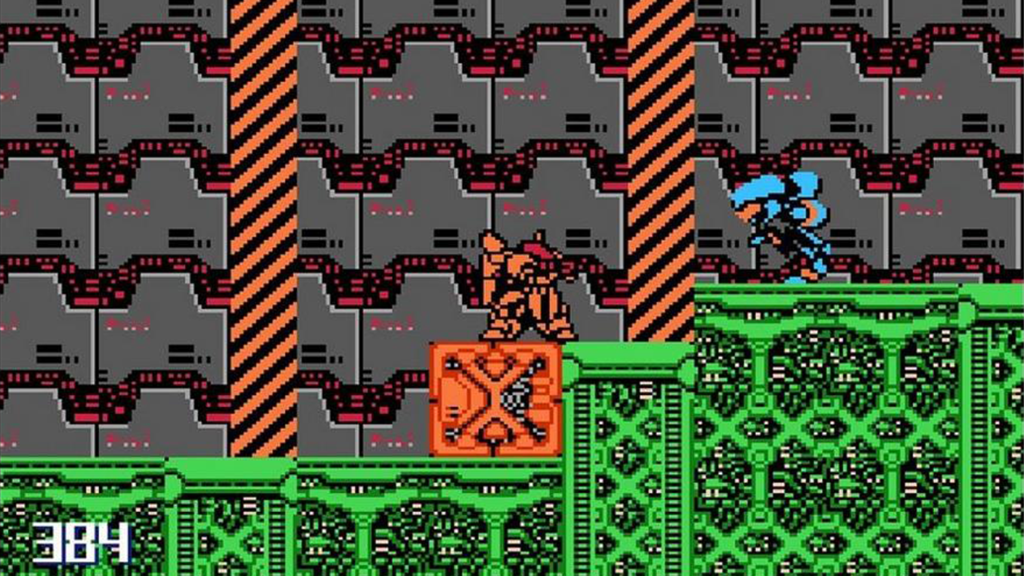 A screenshot from Metal Storm on the NES.