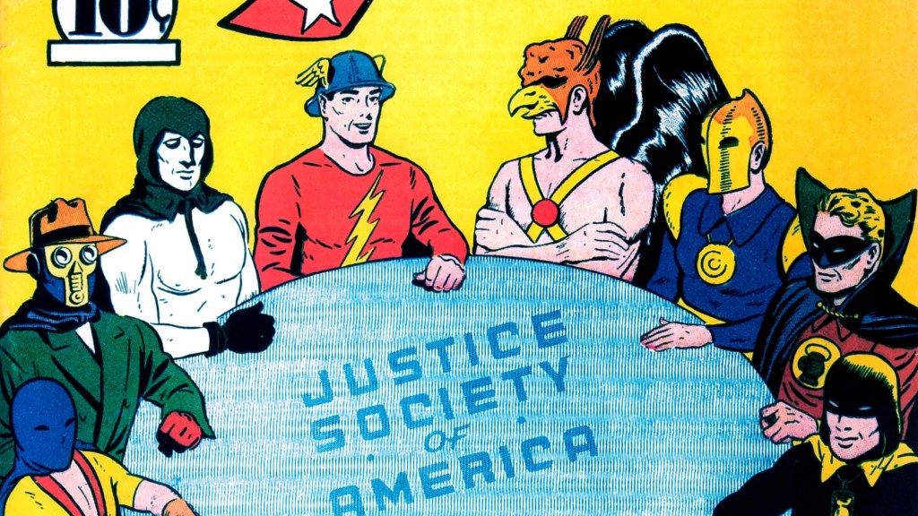 The Justice Society at their table in All-Star Comics #3