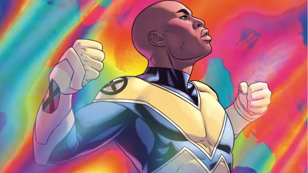 Synch flying with his synch aura surrounding him