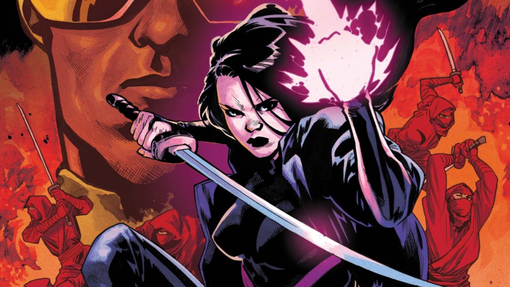 Psylocke with a katana and her psychic knife