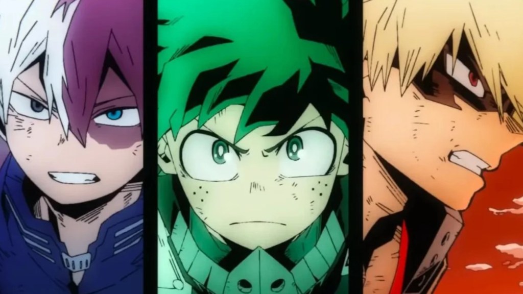 Todoroki, Deku, and Bakugo in My Hero Academia Season 6's opening