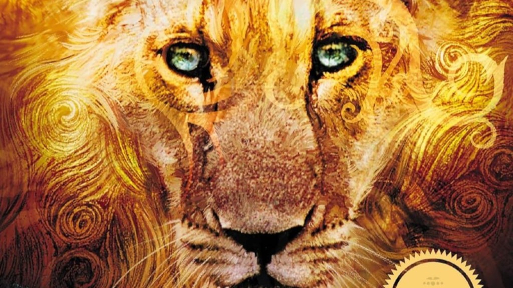 Aslan on the cover of the all-in-one Narnia book