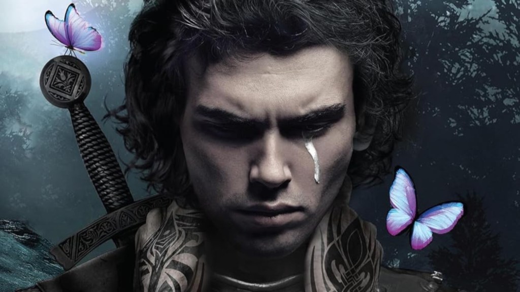 The cropped cover of Quicksilver featuring Kingfisher with a tear running down his face