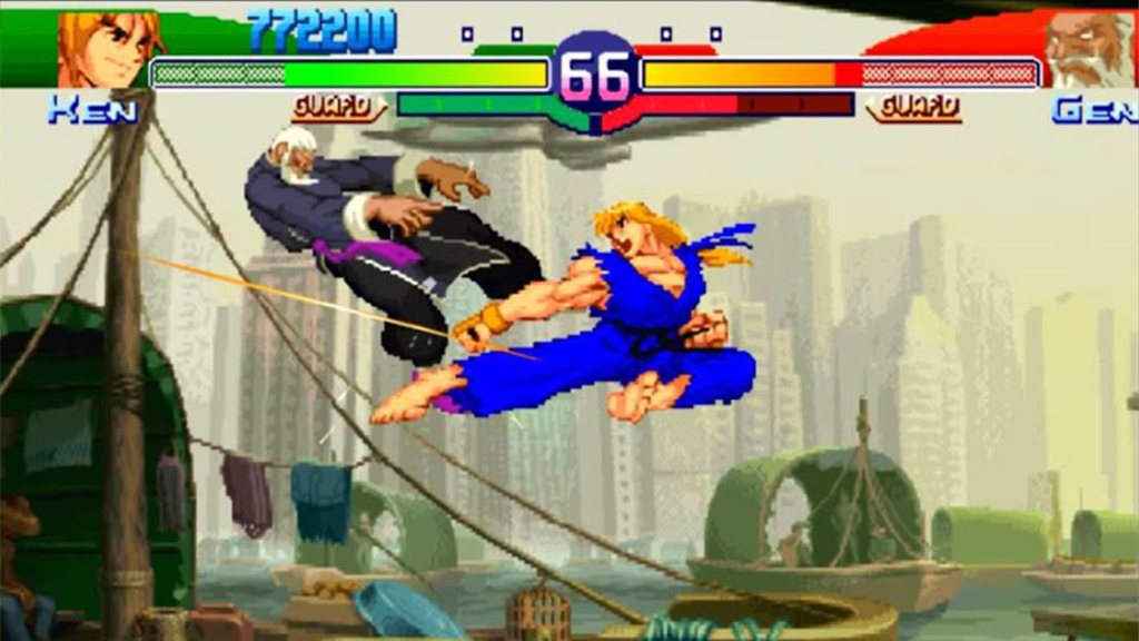 A screenshot from Street Fighter Alpha 3 on the PS1.