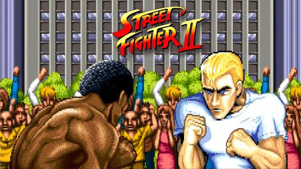 The intro screen and logo for Street Fighter II.