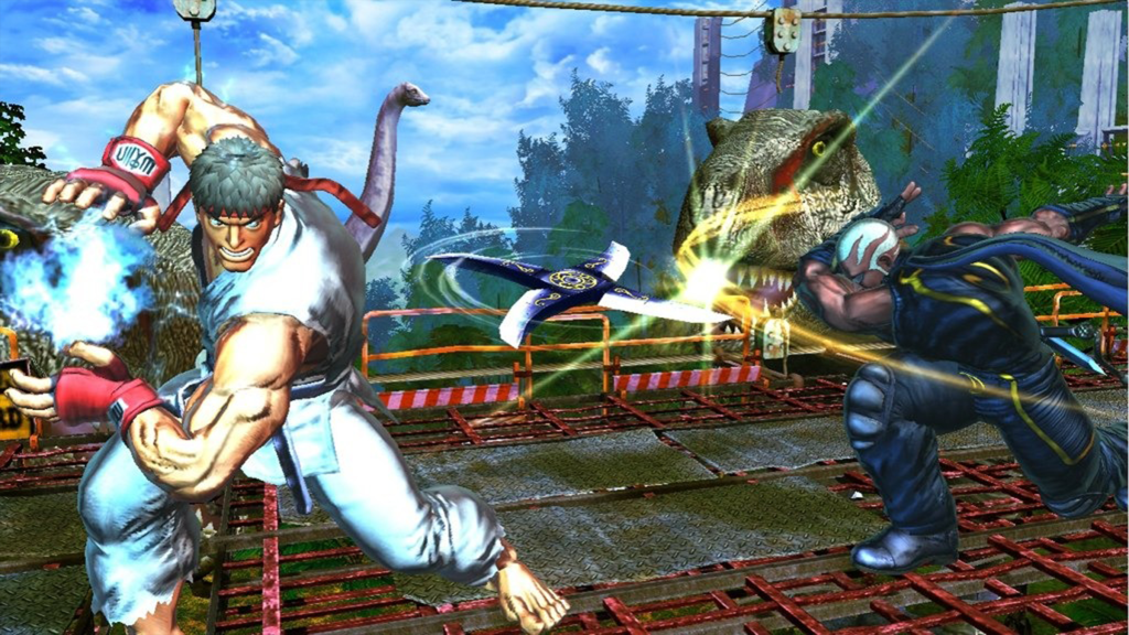 A screenshot from Street Fighter X Tekken, showing two combatants in a fight.