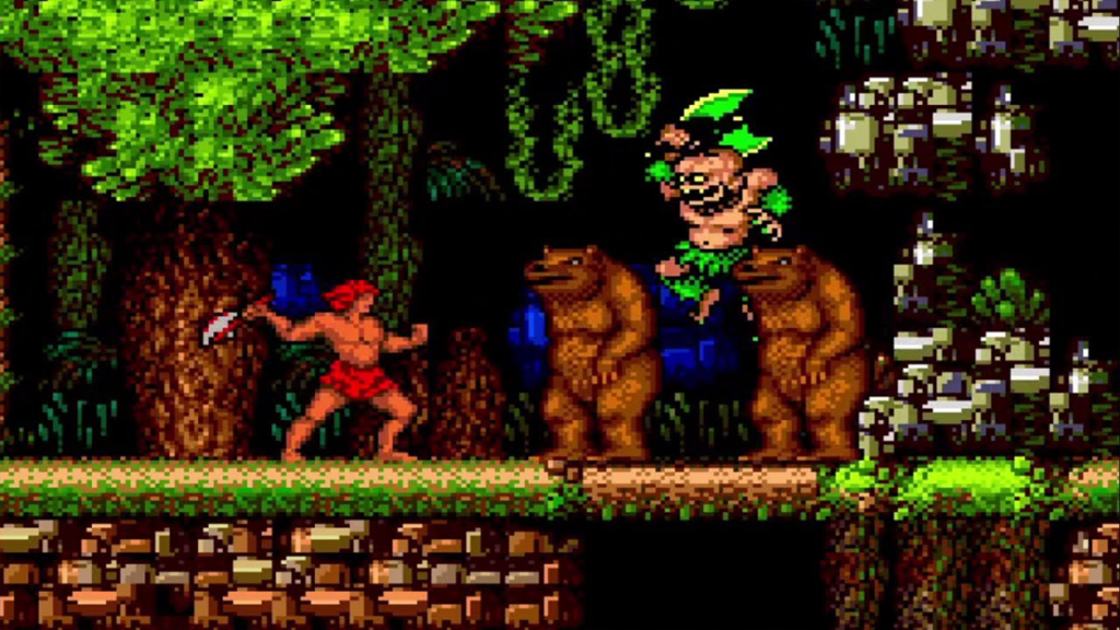 A screenshot from The Legendary Axe on the TurboGrafx 16.