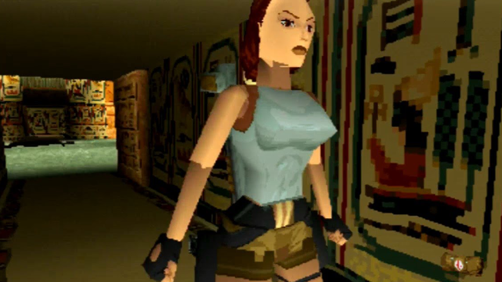 A screenshot from Tomb Raider on the PS1.
