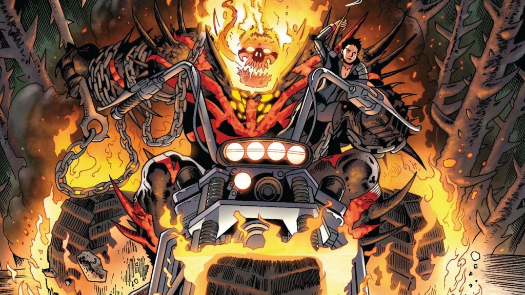 Venom merged with Red Hulk and Ghost Rider
