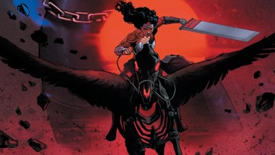 Wonder Woman Riding Pegasus into Battle