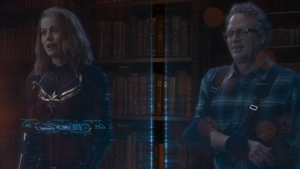 Captain Marvel and Bruce Banner in the post-credits scene of Shang-Chi and the Legend of the Ten Rings (2021)