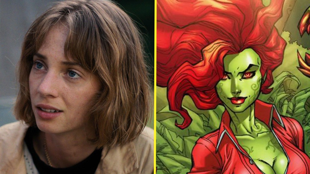 Maya Hawke as Robin in Stranger Things next to Poison Ivy in DC Comics
