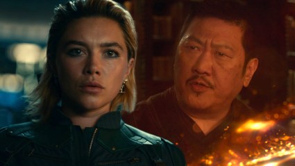 Split image of Florence Pugh in Thunderbolts* and Wong in Shang-Chi and the Legend of the Ten Rings