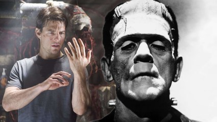 Split image of Tom Cruise in War of the Worlds and Boris Karloff in Frankenstein