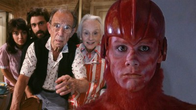 Split image with stills from Batteries Not Included and Earth Girls Are Easy