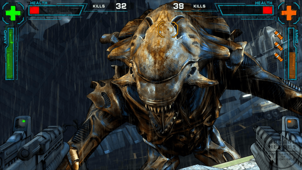 A screenshot from Aliens: Online.