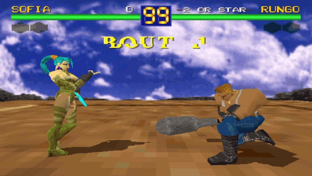 A screenshot from Battle Arena Toshinden (1995).